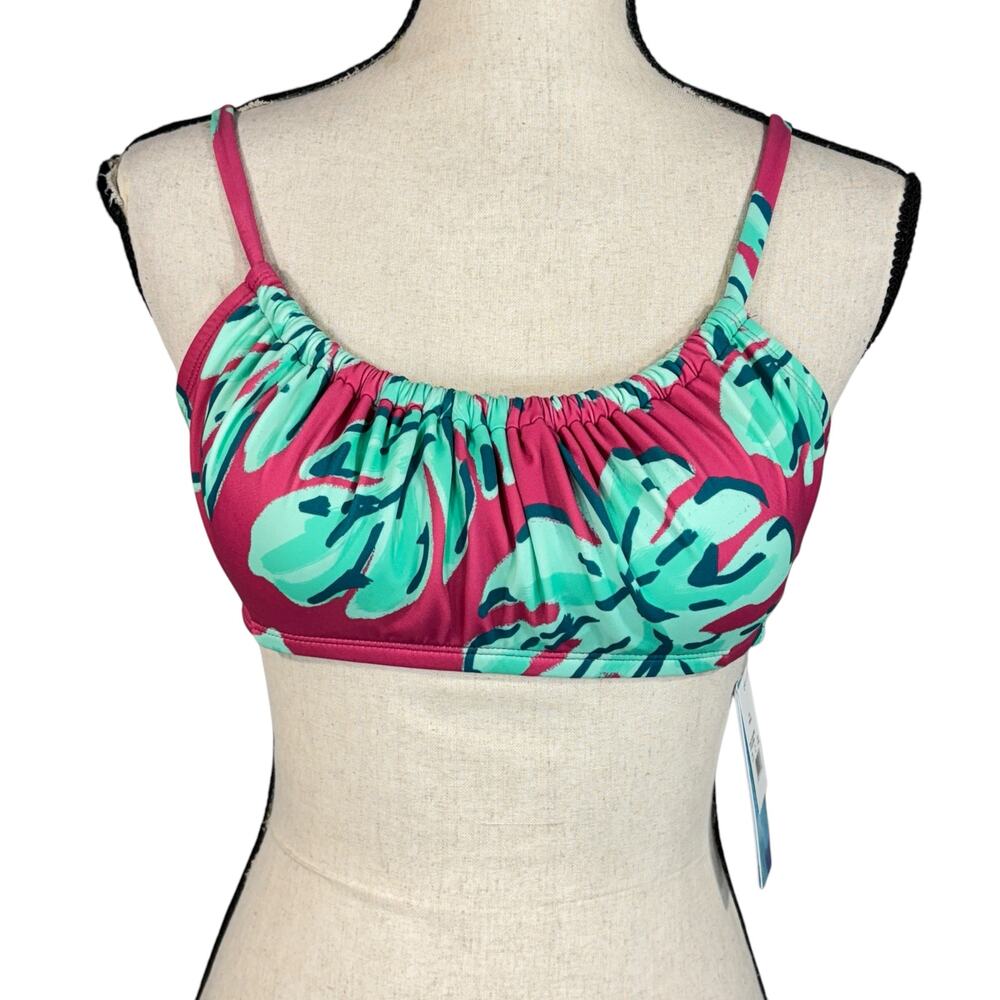 Beach Betty by Miracle Brands Small Bikini Top Swim Padded Cup Tropical Leaf New